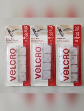 3 Packages of VELCRO Sticky Back Fasteners (12 Squares)